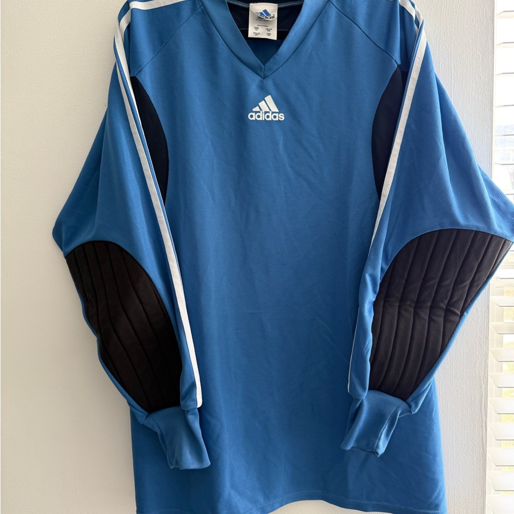Adidas Men Blue White Black LongSleeve Goal Keeper Goalie Soccer Jersey Shirt XL - Picture 3 of 10